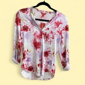Guess Floral Button Up Blouse with Chain Tie 🌸